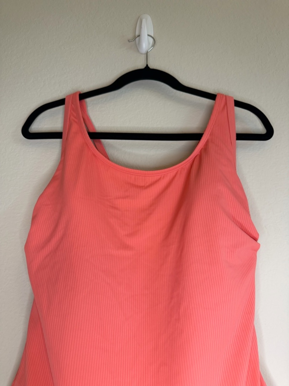 Catalina Ribbed Scoop One-Piece Swimsuit in Coral - Picture 3 of 12
